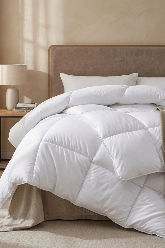 Double Cotton Quilt Set 195x215 cm + 2 Pillows 50x70 cm - Anti-Allergic Washable Silicone Filling