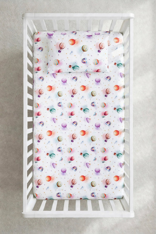 Felice 100% Cotton 3D Digital Printed Hot Air Balloon Patterned Baby Bed Sheet Set