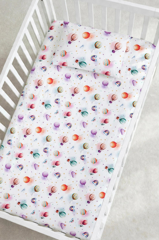 Felice 100% Cotton 3D Digital Printed Hot Air Balloon Patterned Baby Bed Sheet Set