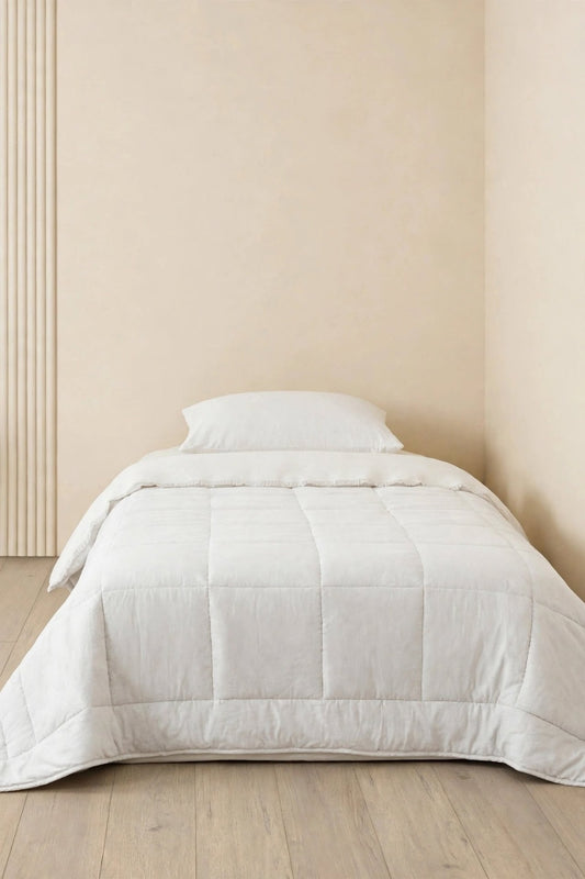 Motto Cotton Comfort %100 Pamuk Tek Kişilik Uyku Seti Beyaz (Yorgan + Çarşaf + Yastık Kılıfı)