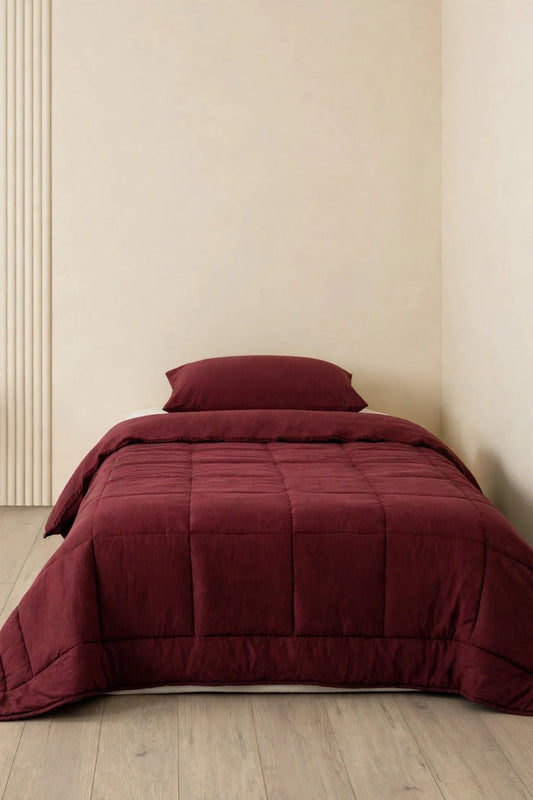 Motto Cotton Comfort %100 Pamuk Tek Kişilik Uyku Seti Kırmızı (Yorgan + Çarşaf + Yastık Kılıfı)