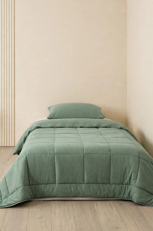Motto Cotton Comfort %100 Pamuk Tek Kişilik Uyku Seti Yeşil (Yorgan + Çarşaf + Yastık Kılıfı)