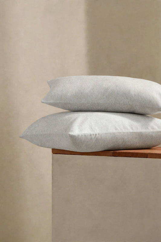 %100 Pamuk Penye Fermuarlı Yastık Kılıfı-Gri – 2'li Paket | Gri 50x70 cm