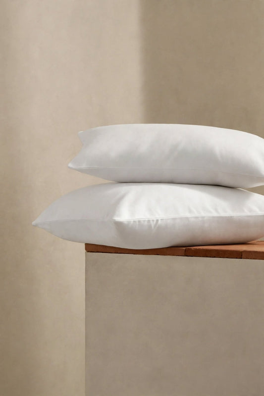 %100 Pamuk Penye Fermuarlı Yastık Kılıfı – 2'li Paket | Beyaz 50x70 cm