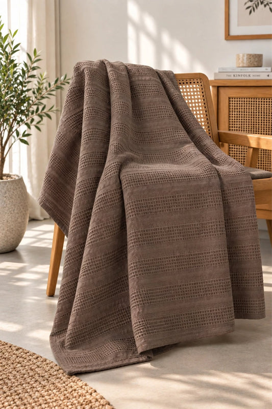 %100 Pamuk Softy Tek Kişilik Pike | 160x230 cm -Kahve
