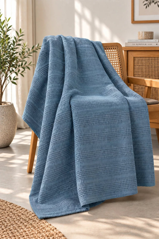 %100 Pamuk Softy Tek Kişilik Pike| 160x230 cm-Petrol Mavisi