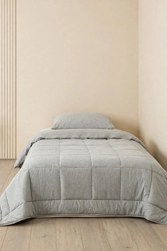 Motto Cotton Comfort %100 Pamuk Tek Kişilik Uyku Seti Gri (Yorgan + Çarşaf + Yastık Kılıfı)